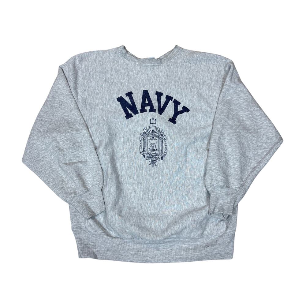 Vintage 80s US Navy Naval Academy Crest Pro Weave Sweatshirt Men's Large MVP
